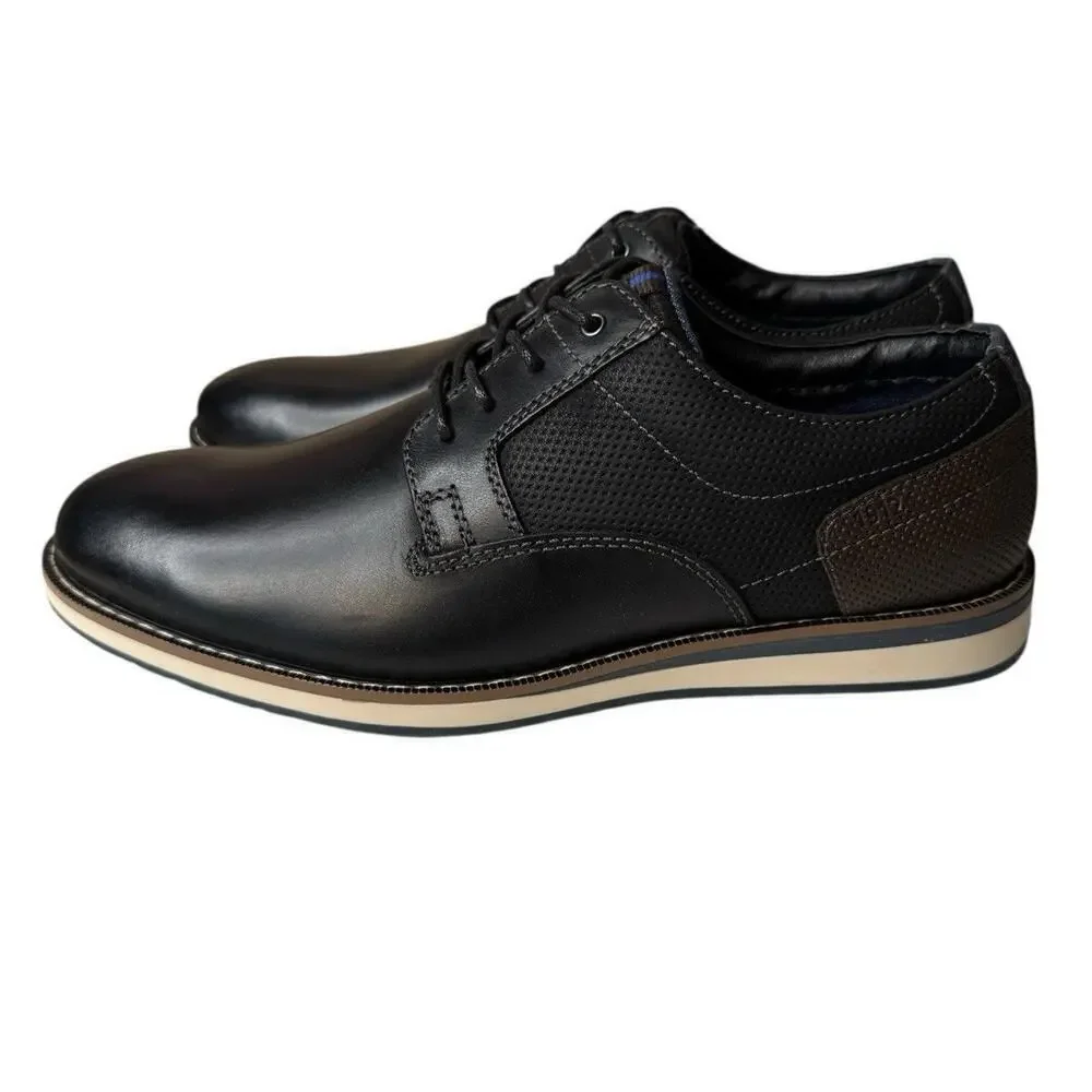 Nunn Bush NEW Circuit Black Plain Toe Oxford Men's Leather Shoes Size 7